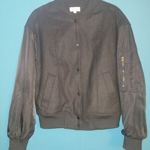 PacSun Black Bomber Jacket with Satin Sleeves